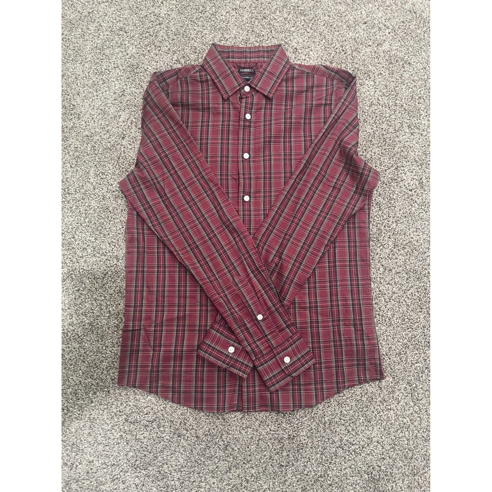 Faherty Reserve The Movement Shirt Mens Small Burgundy Plaid Button Down Stretch